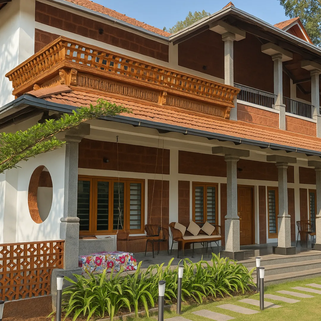 Elegant living space and interior design at the Coorg villa