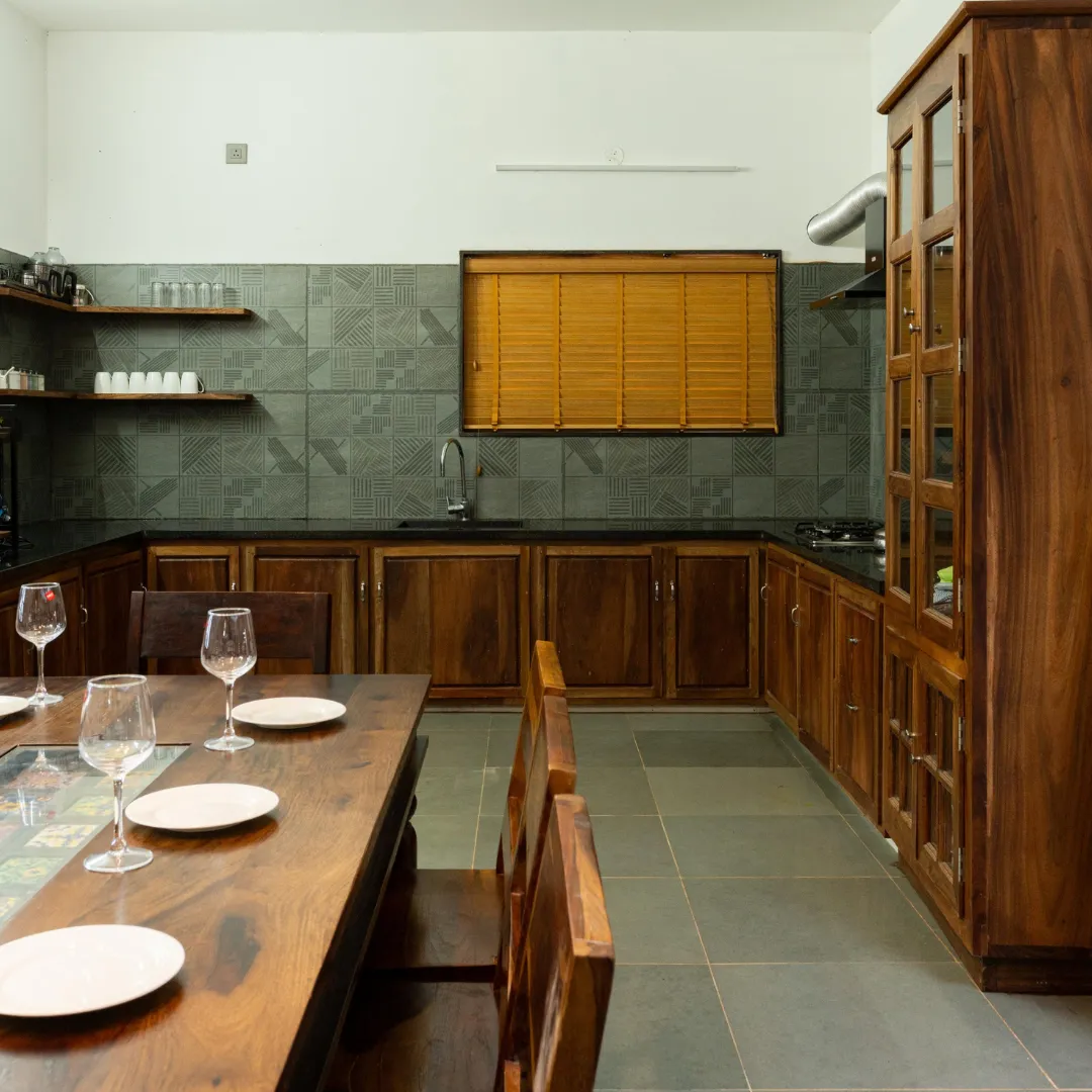 Fully equipped kitchen inside the luxury Coorg villa