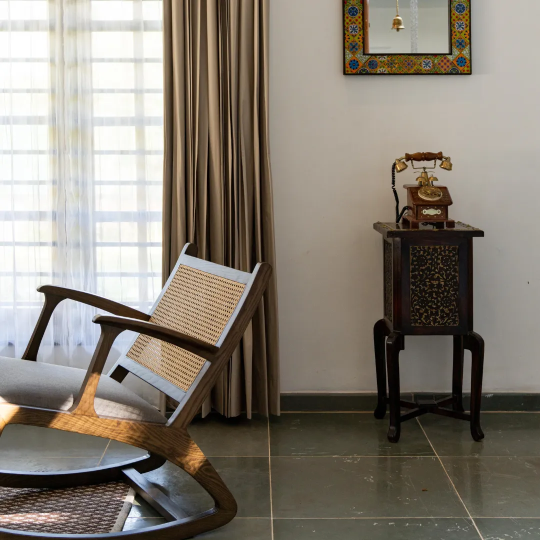 Artistic decor and interior details at the Coorg villa
