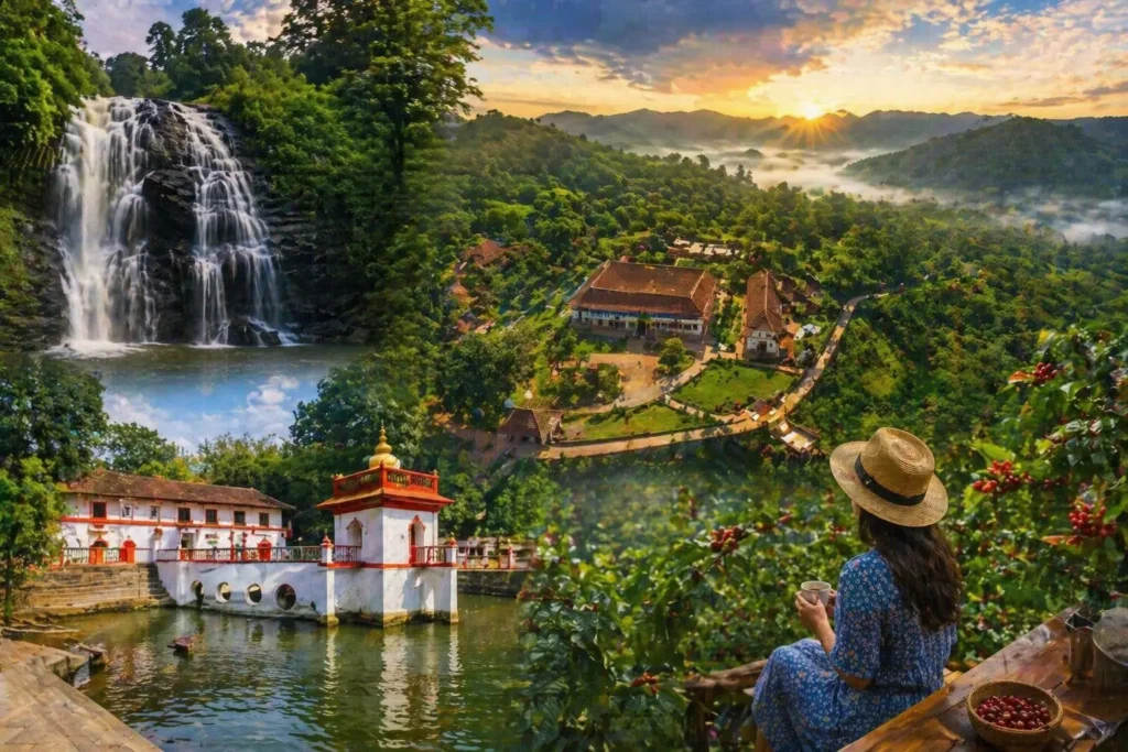 Coorg travel guide 2026 showing best places itinerary and Virajpet central stay location in Karnataka