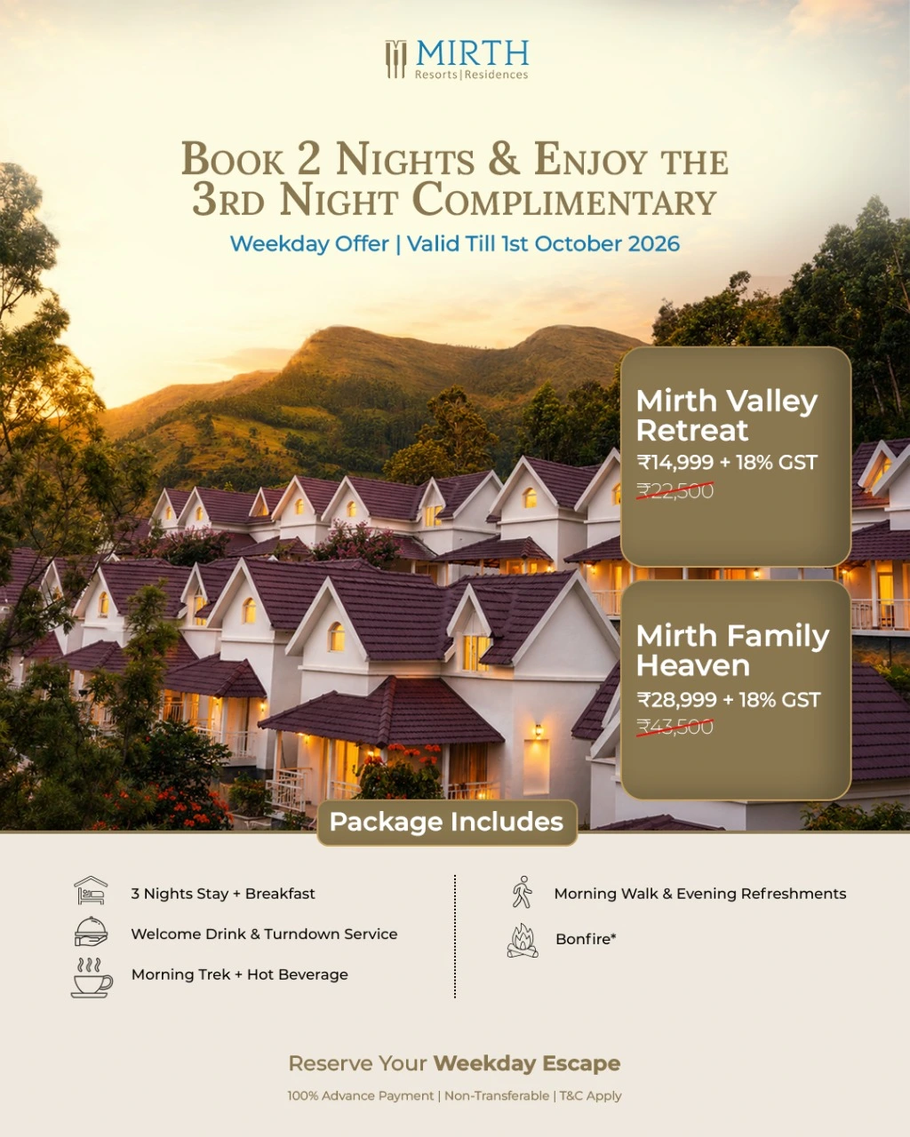 Mirth Pay for 2 Nights Stay for 3 Offer